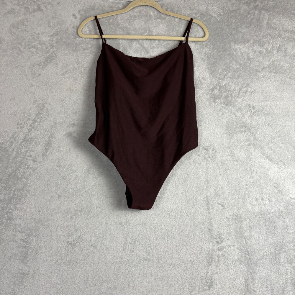 Shade & Shore Womens Brown Cowl Neck One Piece Swimsuit Size L 12-14 Espresso